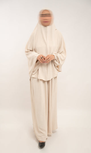 A Linie Jazz Abaya Creme