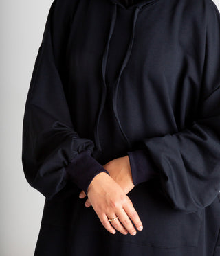 Cotton Hoodie Abaya navy