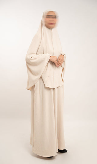 A Linie Jazz Abaya Creme