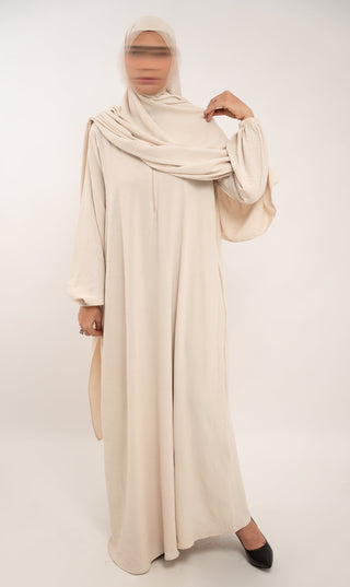 A Linie Jazz Abaya Creme