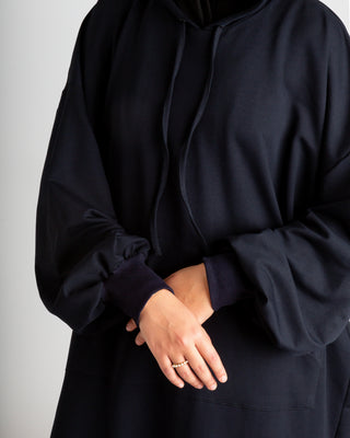 Cotton Hoodie Abaya schwarz