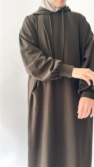 Oversize Cotton Hoodie - Coffee
