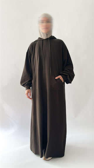 Oversize Cotton Hoodie - Coffee