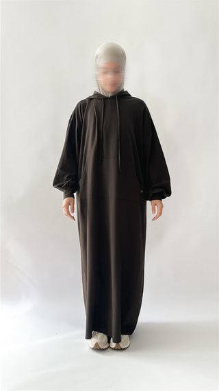 Oversize Cotton Hoodie - Coffee