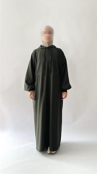 Oversize Cotton Hoodie - Olive