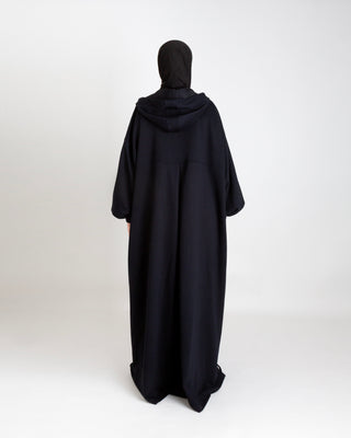 Cotton Hoodie Abaya schwarz
